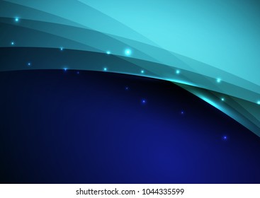 Abstract background. Dark design in blue color, smooth lines. Material design.