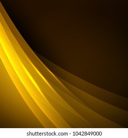 Abstract background. Dark design in yellow color, smooth lines. Material design.