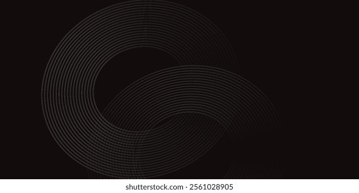 Abstract background with dark gray concentric circles on black for modern designs. Suitable for tech, monochrome, futuristic, or minimalistic projects