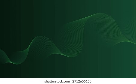 Fondo Abstractas con líneas onduladas fluidas de color verde oscuro, Gradientes suaves y un aspecto moderno y elegante.