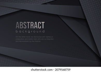 Abstract background with dark grey paper layers. Vector geometric illustration. Creative minimal design. Business banner.