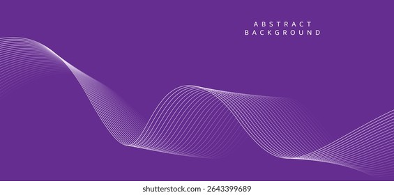 Abstract background in dark purple tone, giving a luxurious, mysterious and classic feeling. The illustrations are composed of soft and flowing lines and waves.