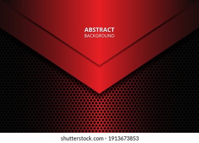 Abstract background with dark red carbon fiber. Red gradient geometric shapes on carbon grid. Carbon textured pattern.