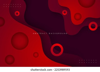 abstract background of dark red gradient paper cut waves with circle shape