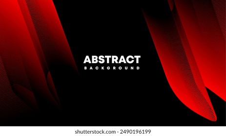 Fondo Abstractas, rojo oscuro con ondas brillantes. Modernas líneas onduladas de gradiente rojo. Plantilla de presentación, tarjeta de visita, Ilustración vectorial