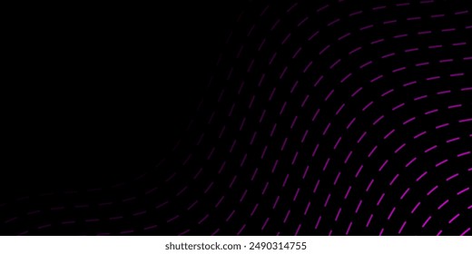 Abstract background with dashes and waves. Medium banner size. Element for design. Vector background for brochure, booklet, flyer, poster. Pink and black gradient. Dark, night