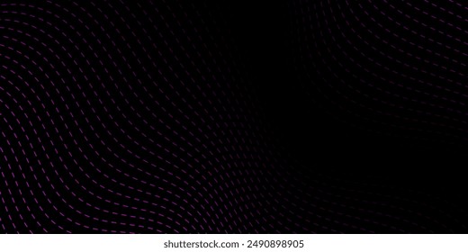 Abstract background with dashes and waves. Medium banner size. Element for design. Vector background for brochure, booklet, flyer, poster. Pink and black gradient. Dark, night