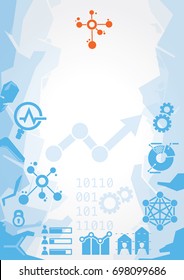Abstract background with data mining and analytic symbols. Background template for document, form, diploma or Cover. Vertical.