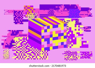Abstract background with datamoshing and pixelization effects.