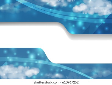 Abstract background decorate with blue cloud, vector used for design invitation card, web background.