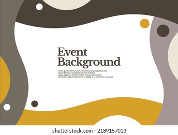 Abstract background decorated by grey, brown, and gold colored curvy shapes as a frame. Suitable for event, backdrop, photo booth, cover, and card.