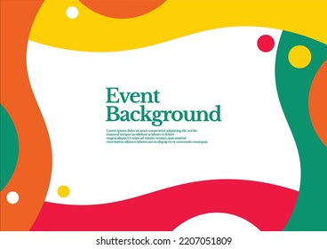 Abstract background decorated by red, green, orange, and yellow colored curvy shapes as a frame. Suitable for event, backdrop, photo booth, cover, and card.