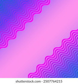 Abstract background decorated with a pattern of pink and blue wavy lines