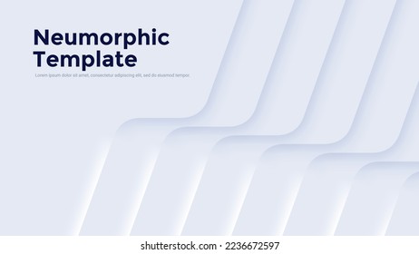 Abstract background or decorative backdrop with paper white curve or wave elements. Modern neumorphic design template with place for text. Realistic clean vector illustration for website banner.