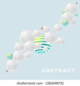 abstract background decorative balls 3D vector, white and colored