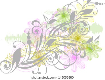 Abstract background with decorative branch. Vector illustration.