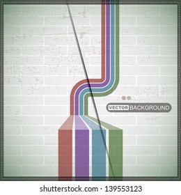 Abstract background with decorative elements on brick wall