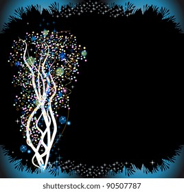 Abstract background with decorative holiday tree on the black