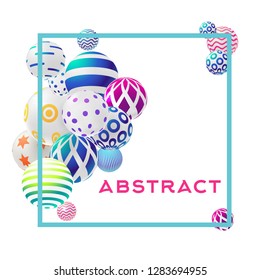 abstract background decorative multi-colored balls 3D vector, frame