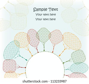 Abstract  background with decorative trees. Season design template. Horizontal composition