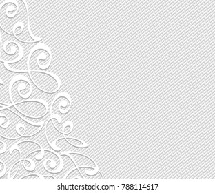 Abstract background with decorative vignettes lines. Vector illustration. Space for text.Gray on white .
