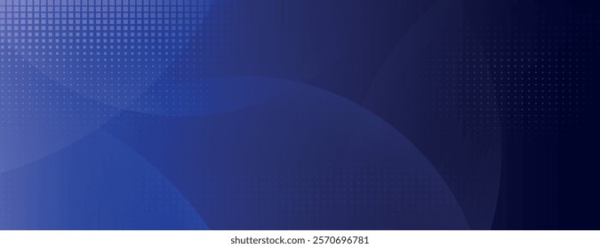 Abstract background with a deep blue background, featuring a gradient and dotted texture. Blue tones create a modern, digital feel. Gradient patterned background vector. Blue background.