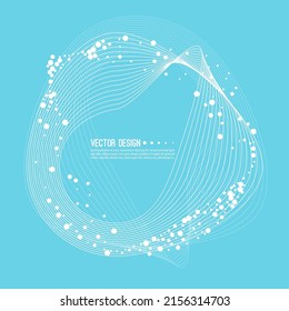Fondo abstracto con líneas curvadas deformadas y partículas dispersas. El concepto de nuevas tecnologías, medicina, ciencia.