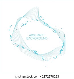 Abstract background with deformed curved lines and scattered particles. The concept of new technologies, medicine, science.