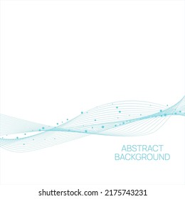 Abstract background with deformed curved lines and scattered particles. The concept of new technologies, medicine, science.