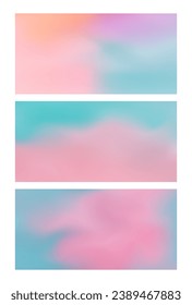 Abstract background with delicate gradient. Set of 3 horizontal vector illustrations