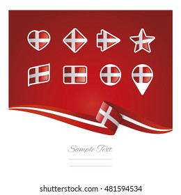 Abstract background Denmark flag ribbon icon set vector