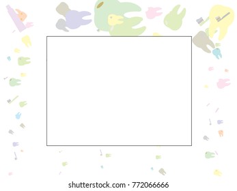 Abstract background for dental care documents. Colored vector illustration of teeth, toothbrush, toothpaste.