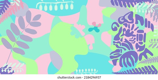Abstract background depicting the symbols and signs of the ancient tribes of America on a pink background