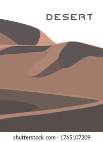 Abstract background desert landscape. Nature scene for cover book design. Wave shape for poster, brochure, flyer. Vector flat illustration