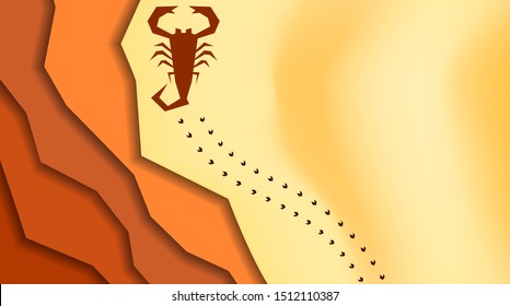 Abstract background desert sands in brown and yellow color with scorpion