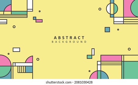 Diseño de fondo abstracto con colores de vibración y formas geométricas de los años 90