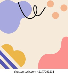 Abstract background design. Backdrop with colorful geometric elements. Flat vector illustration. Modern banner with multicolored shapes and lines.