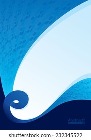 Abstract Background Design: Blue curve and swirl design. Vector illustration