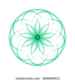 Abstract background design of blue-green shaped lines in the form of a flower. Brochure template