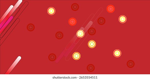 Abstract background design with bright concentric circles on a smooth red gradient. This warm and modern pattern is perfect for graphic design, product packaging, and other creative digital projects.