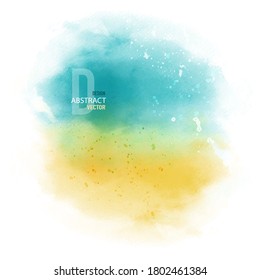 Abstract background design bright with green and yellow splatter brush watercolor hand-painted. Stain artistic vector used as being an element in the decorative design of card, banner.