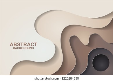 Abstract background design with brown paper cut shapes. Paper cut vector illustration for banner, presentation, and invitation. Paper art and craft style.