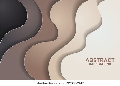 Abstract background design with brown paper cut shapes. Paper cut vector illustration for banner, presentation, and invitation. Paper art and craft style.
