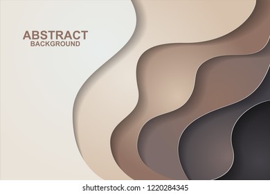Abstract background design with brown paper cut shapes. Paper cut vector illustration for banner, presentation, and invitation. Paper art and craft style.