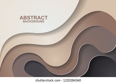 Abstract background design with brown paper cut shapes. Paper cut vector illustration for banner, presentation, and invitation. Paper art and craft style.