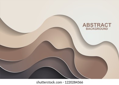 Abstract background design with brown paper cut shapes. Paper cut vector illustration for banner, presentation, and invitation. Paper art and craft style.