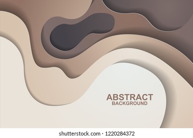 Abstract background design with brown paper cut shapes. Paper cut vector illustration for banner, presentation, and invitation. Paper art and craft style.