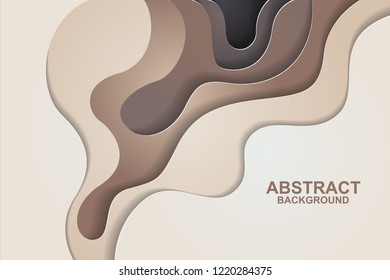 Abstract background design with brown paper cut shapes. Paper cut vector illustration for banner, presentation, and invitation. Paper art and craft style.