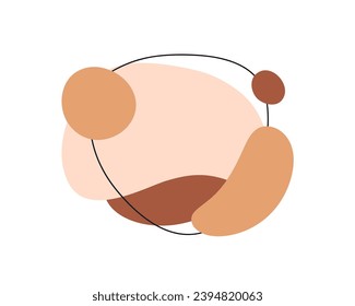 Abstract background design from circled shapes, geometric elements. Fluid frame, space for text, logotype. Creative natural organic pattern. Modern flat graphic vector illustration isolated on white