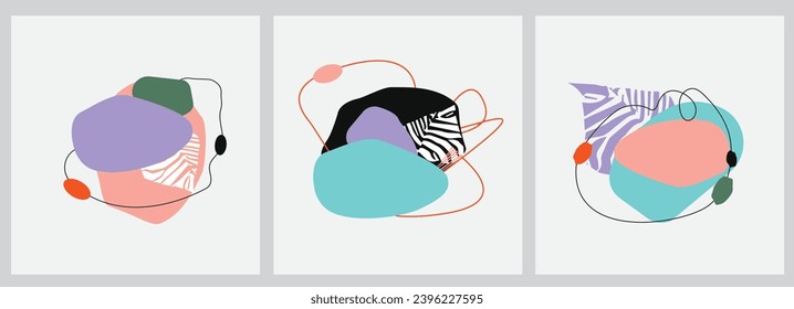 Resumen del diseño de fondo a partir de formas redondeadas, elementos geométricos. Marco fluido, espacio para texto, logotipo. Patrón orgánico natural creativo. Ilustración vectorial gráfica plana moderna aislada en blanco